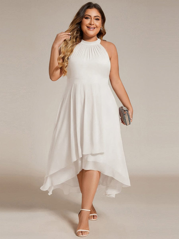Damen Halterneck Festkleid Midi A-Linie, elegant, perfekt für Sommer-Hochzeitsgäste.