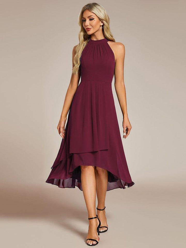 Sommerliches Damen Midikleid A-Linie, festlich, elegant, mit Halterneck, perfekt für besondere Anlässe.