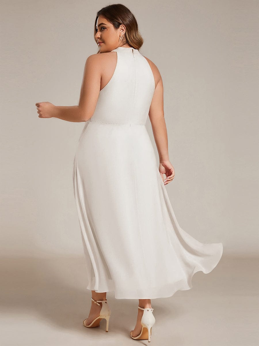 Elegantes Damen Cocktailkleid A-Linie Midi, Halterneck, ideal für Sommerpartys & Hochzeiten.