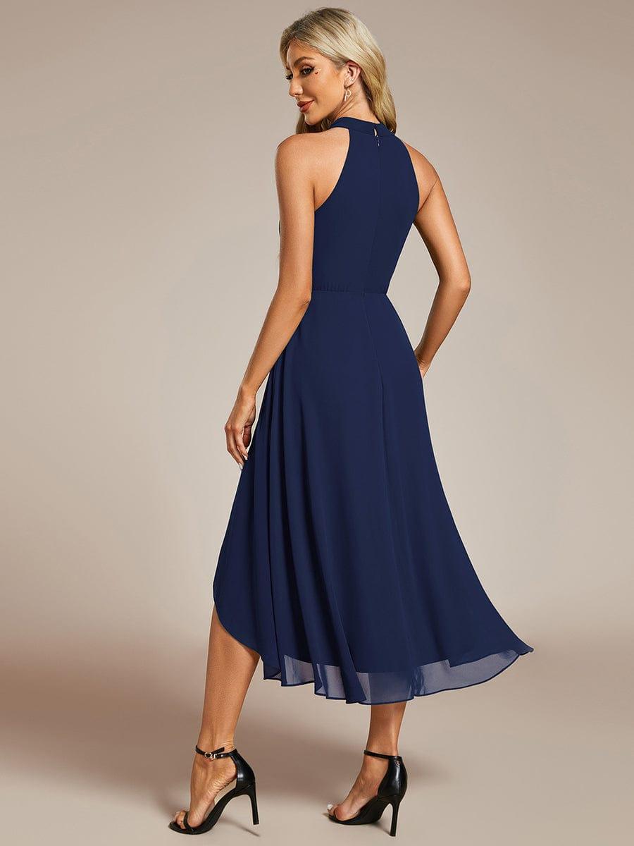 Damen Abendkleid A-Linie Midi, elegant mit Halterneck, ideal für festliche Sommerpartys.