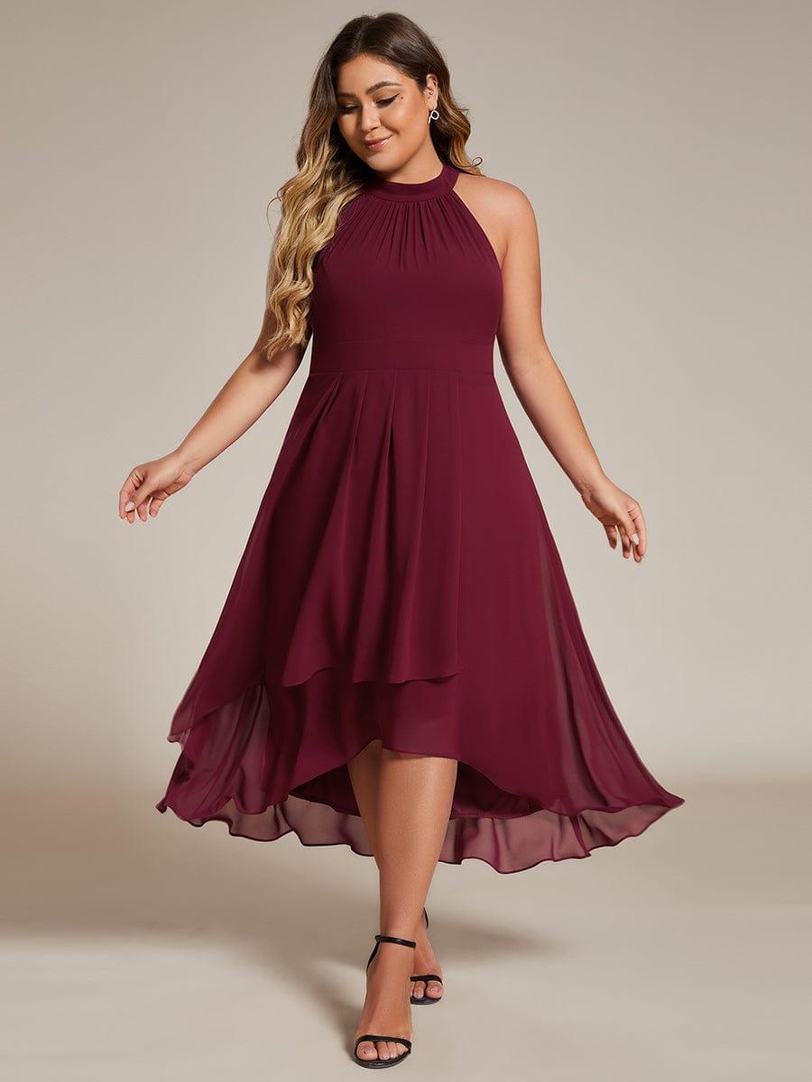Festliches Damen Cocktailkleid A-Linie Midi, elegant, Halterneck, ideal für Sommerpartys.