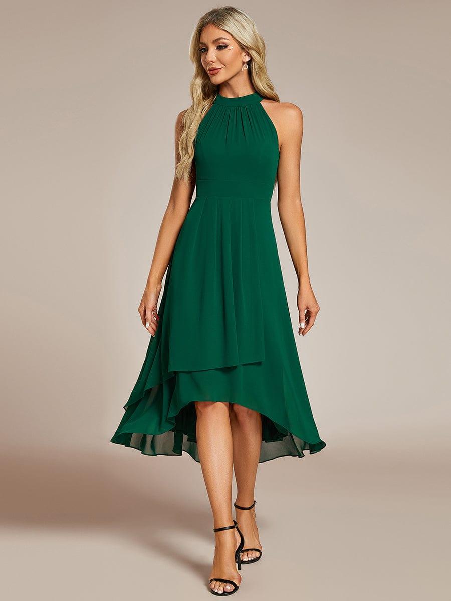 Elegantes Damen Festkleid Midi, A-Linie, Plissee, perfekt für Hochzeitsgäste & Sommerfeste.