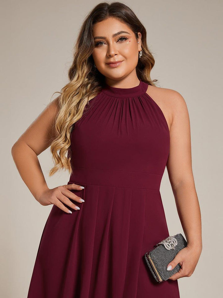Damen Festkleid A-Linie Midi, Halterneck, ideal für Hochzeitsfeiern & elegante Sommerabende.