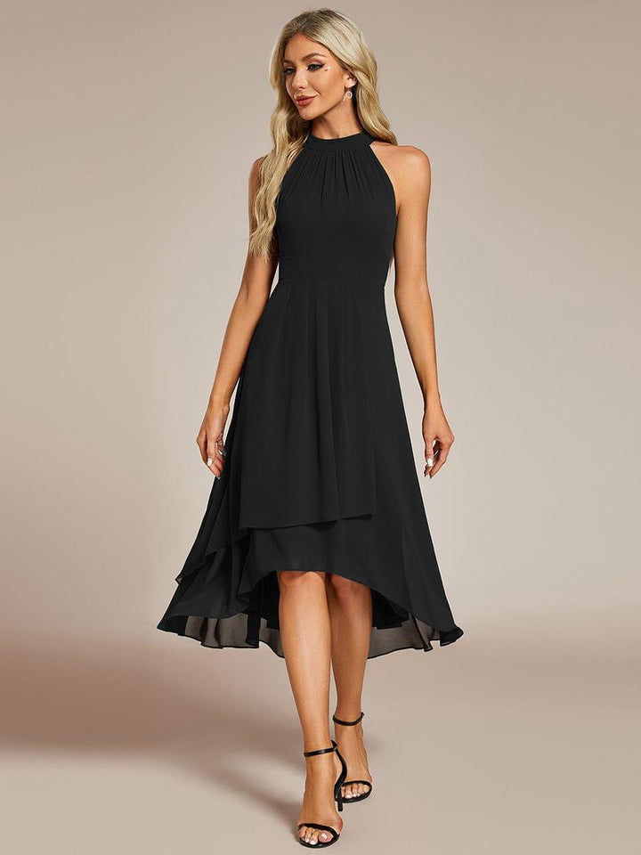 Elegantes A-Linien Abendkleid Midi für Damen, Halterneck, ideal für sommerliche Festlichkeiten.