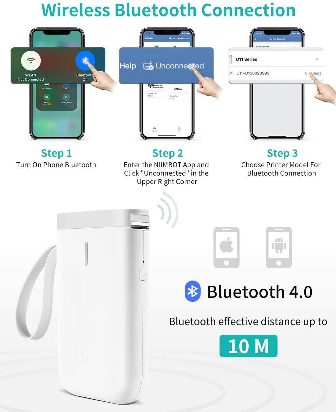 Vielseitiger Thermodrucker pw260516 für mobiles Etiketten drucken. Perfekt für Büro, Lager & Zuhause.