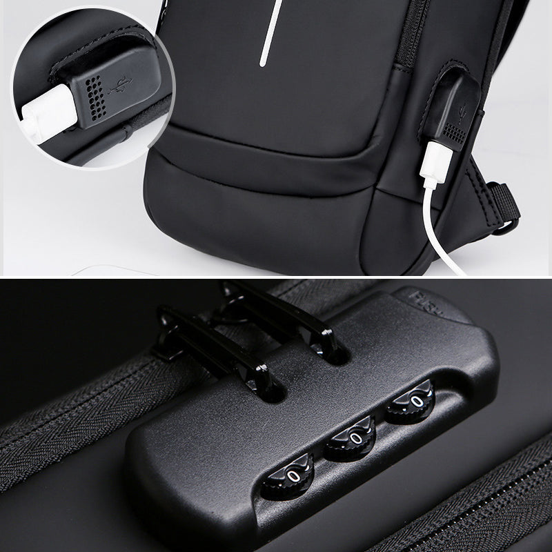 Elegante Sicherheitstasche mit USB-Port, modische Umhängetasche für Herren, wasserdicht & robust für die Stadt.
