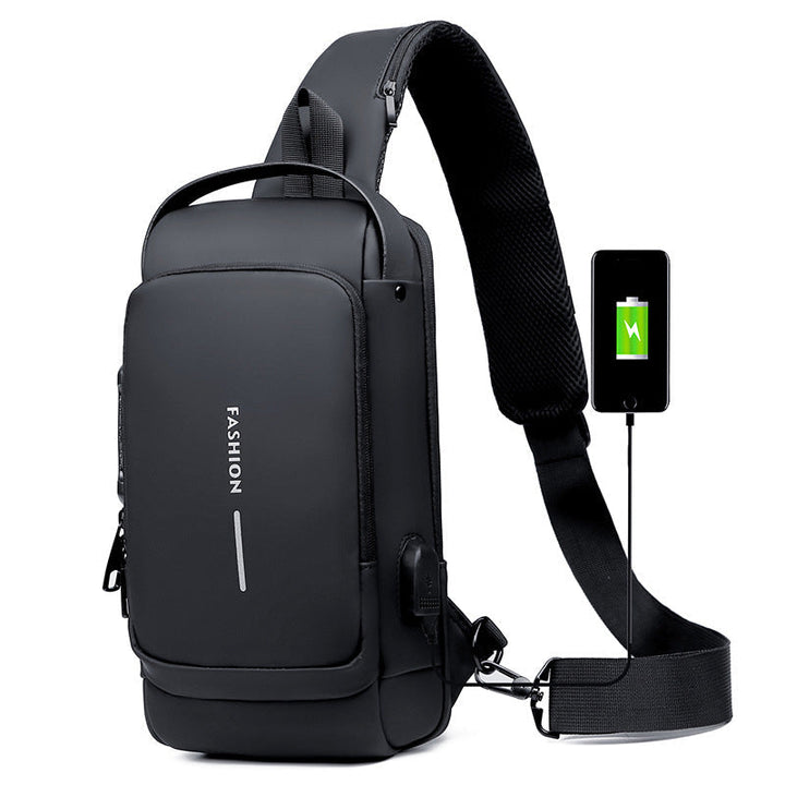 Herren-Umhängetasche, diebstahlsicher & wasserdicht, mit USB-Port und verstellbarem Kreuzgurt für Pendler.