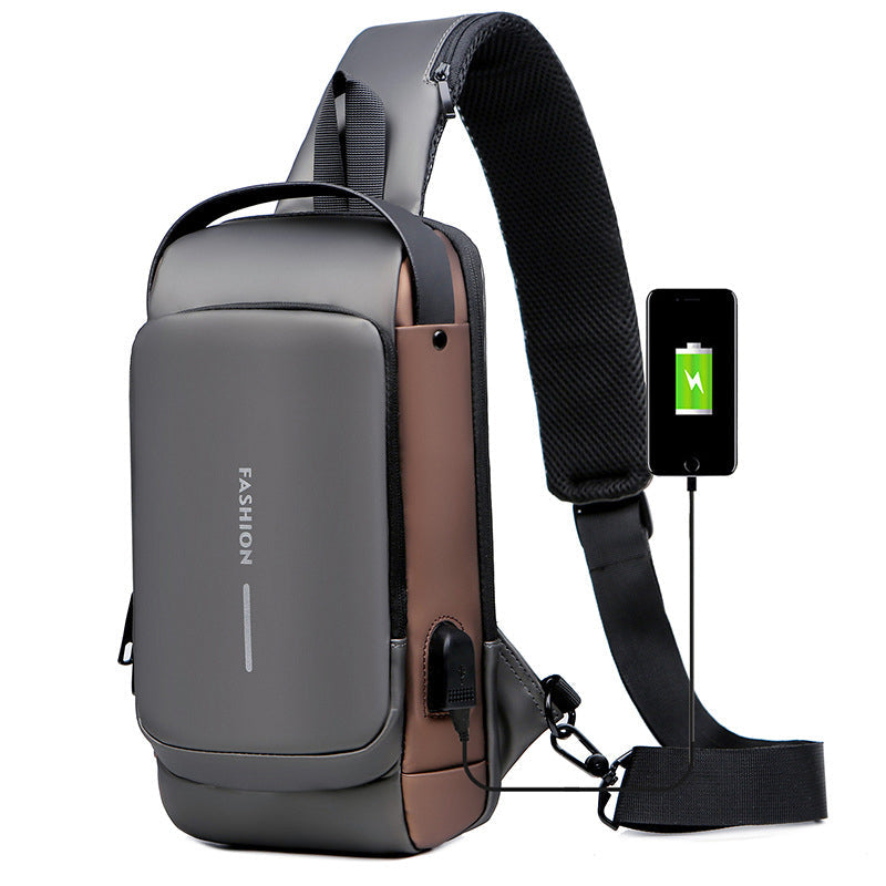Modische Sicherheitstasche mit Anti-Diebstahl-Design & integriertem USB-Ladeanschluss, perfekt für Reisen & Business.