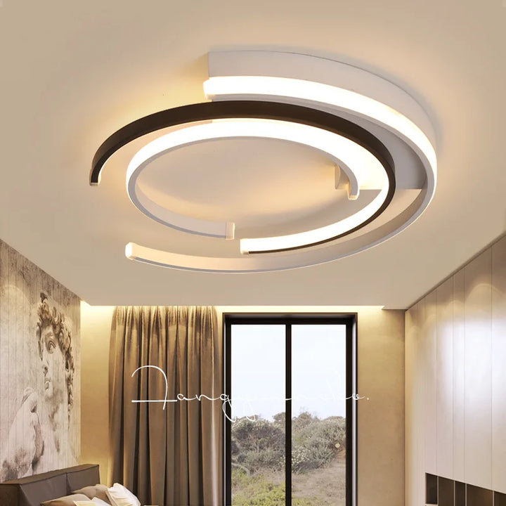 Moderne dimmbare LED Deckenleuchte, rund, für stilvolle Wohnzimmer und Schlafzimmer.