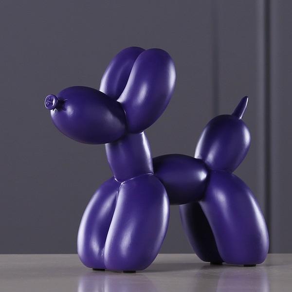 Abstrakte Ballonhund Skulptur in leuchtenden Farben, moderne Harz-Kunst für Zuhause & Büroräume.