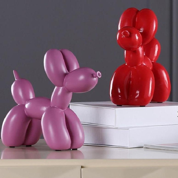 Handgefertigte Harzskulptur: Moderner, farbenfroher Ballonhund; einzigartiges Deko-Objekt.