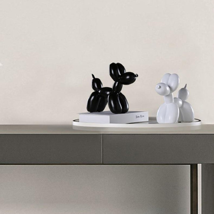 Glänzende, farbenfrohe Ballonhund Statue aus hochwertigem Harz; moderne Wohnzimmer-Deko.