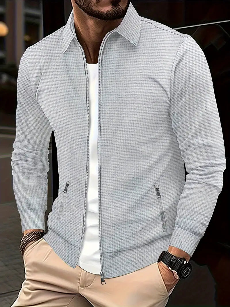 Hochwertige Männer Casualjacke mit Reißverschluss, modern und bequem, die perfekte Oberbekleidung für Frühling und Herbst.