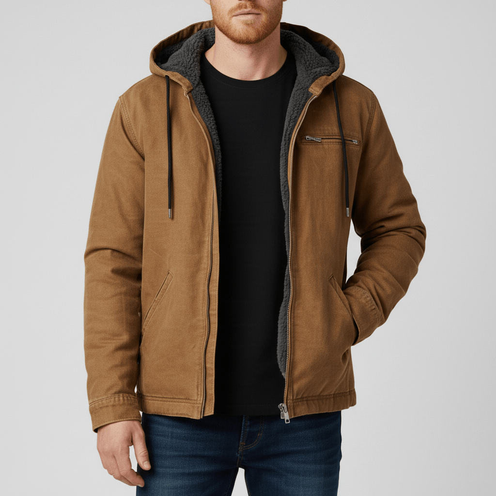 Luke Herren Kapuzenjacke als Layering Jacke über T-Shirt getragen. Moderner Look, alltagstauglich.
