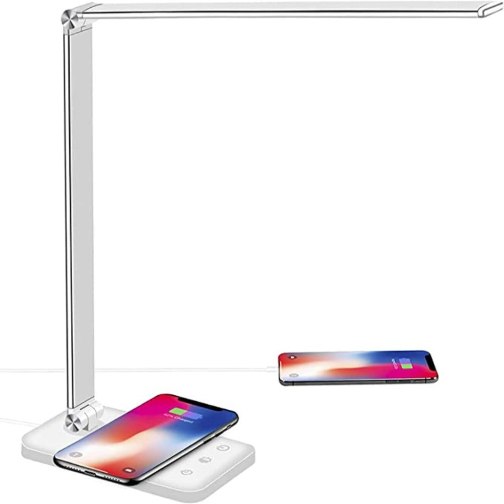 Augenschonende LED-Tischlampe mit flexiblem Hals und USB-Ladeanschluss, perfekt zum Lesen im Büro & Zuhause.