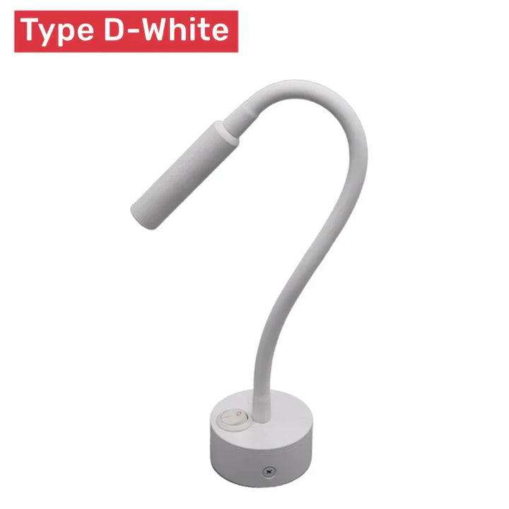 Energieeffiziente LED-Wandlampe mit intuitivem Berührungsschalter; flexibler Arm als Leselicht nutzbar.