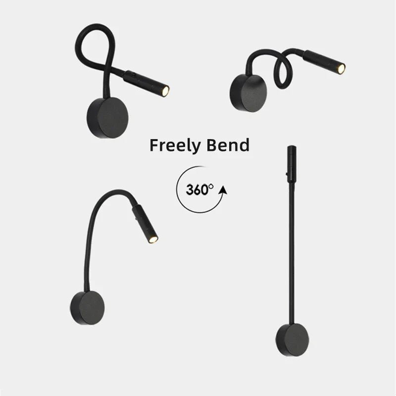 Stilvolle, schwenkbare LED-Wandleselampe für Innenbereiche, perfekt für Schlaf- oder Arbeitszimmer.