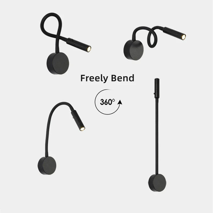 Stilvolle, schwenkbare LED-Wandleselampe für Innenbereiche, perfekt für Schlaf- oder Arbeitszimmer.