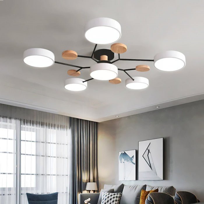 Wohnzimmer-Design: Skandinavische LED-Deckenleuchte mit modernem, verzweigtem Look.