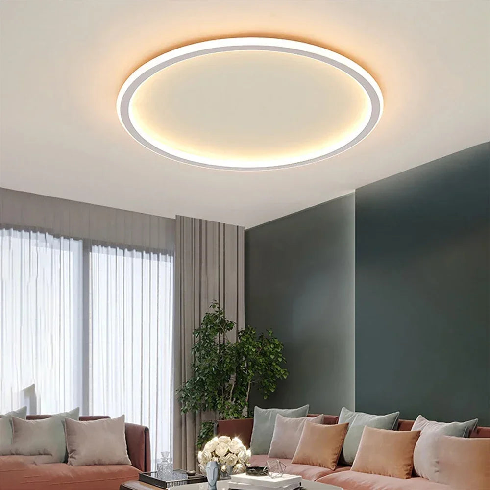 NordicGlow runde LED Deckenleuchte, skandinavisch, minimalistisch, modernes Design aus Metall/Glas.