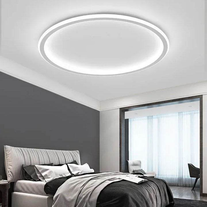 Stilvolle Wohnzimmerlampe, rund, LED, skandinavisch, modernes & minimalistisches Design.