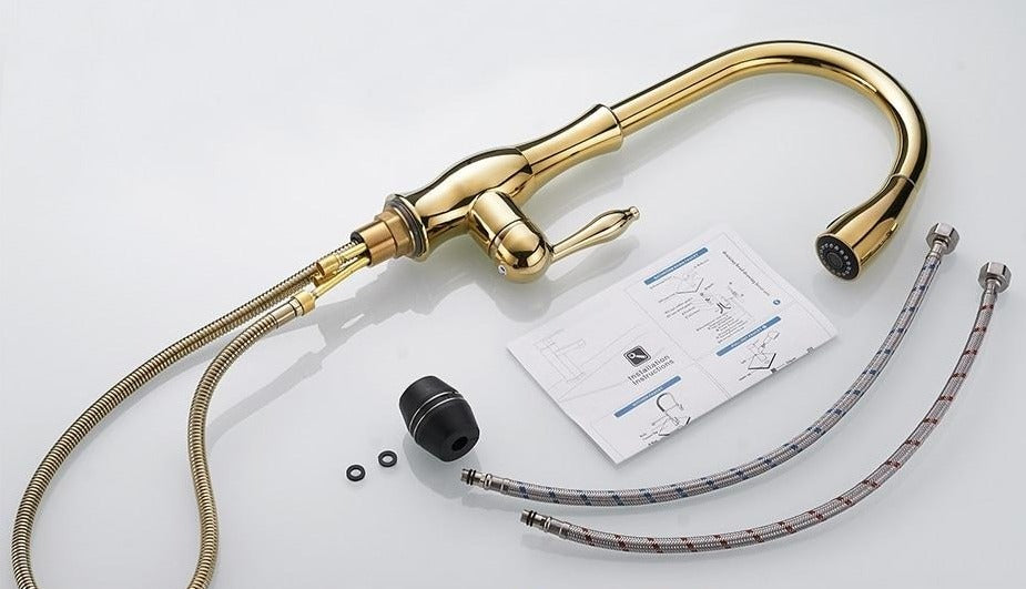 Stilvolle Anton Küchenarmatur: Versenkbares Design, Chrom-Finish und ausziehbarer Brausekopf für Komfort.