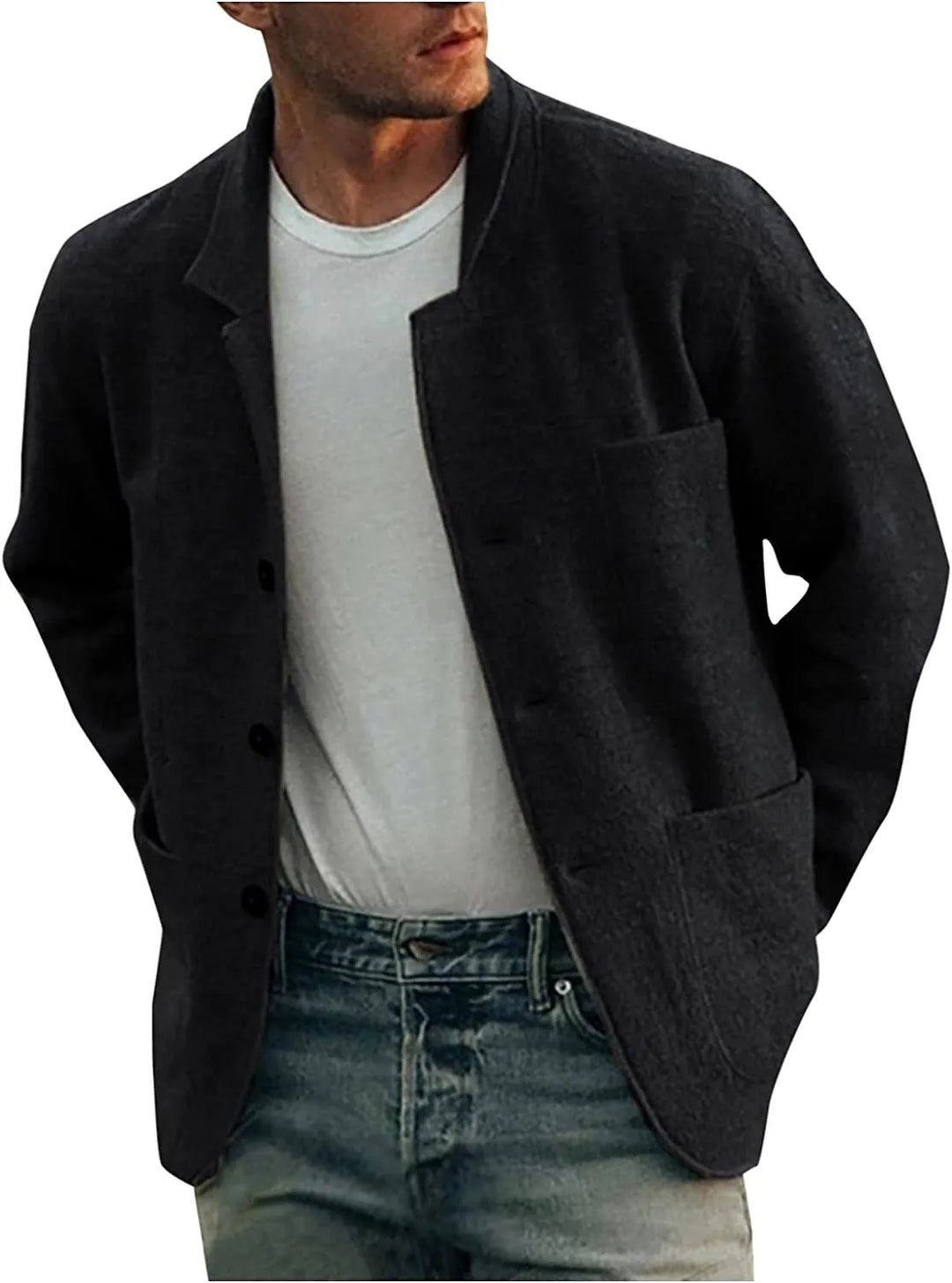 Frühling/Herbst Herrenblazer Aiden in Dunkelgrau. Moderner Casual Blazer mit Revers, Langarm.