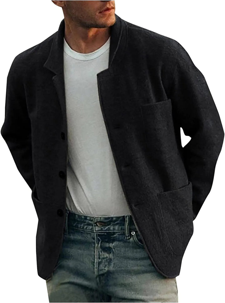 Frühling/Herbst Herrenblazer Aiden in Dunkelgrau. Moderner Casual Blazer mit Revers, Langarm.