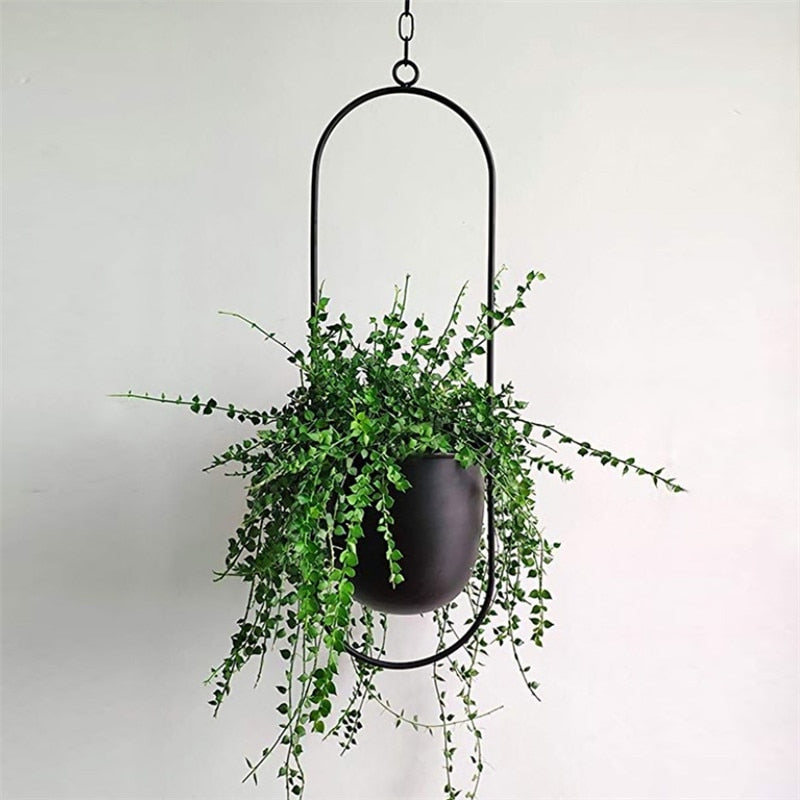 Wetterfester LeafLuxe Pflanzenhänger aus Metall im modernen Stil für Balkon, Terrasse & Garten.