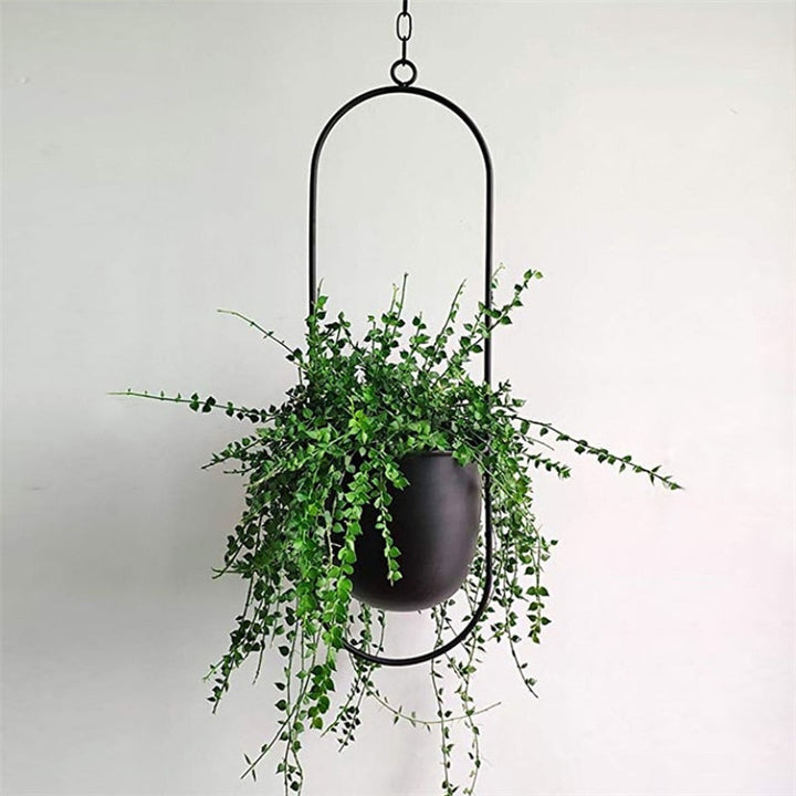 Wetterfester LeafLuxe Pflanzenhänger aus Metall im modernen Stil für Balkon, Terrasse & Garten.