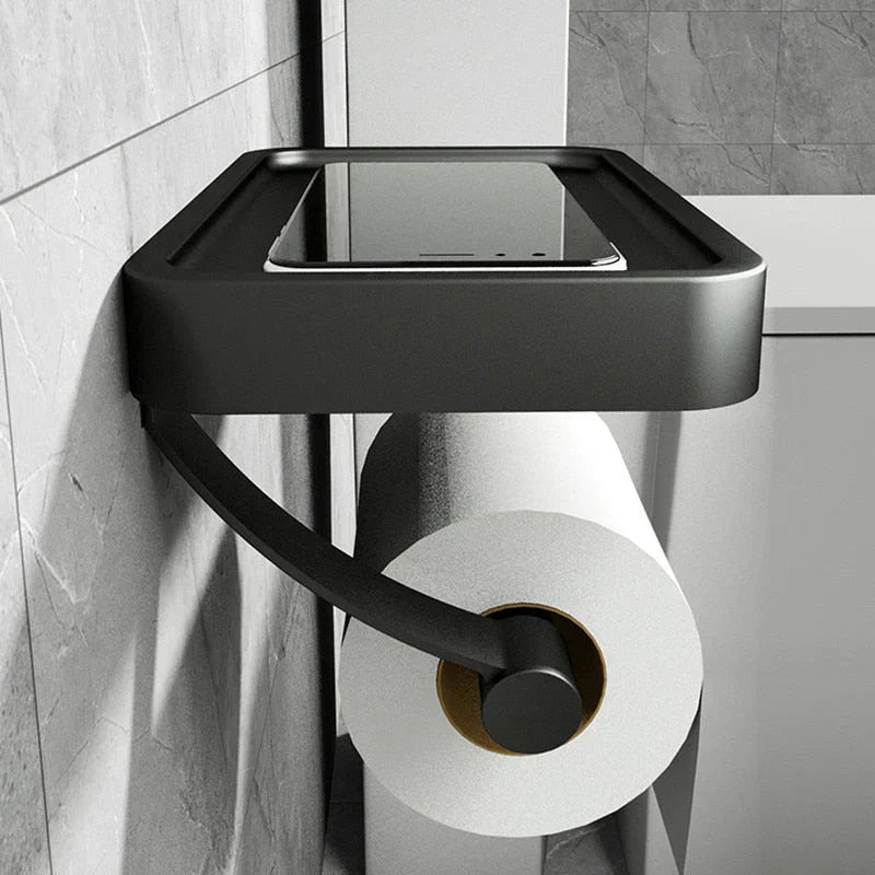 Wand Toilettenpapierhalter aus langlebigem Edelstahl. Mit Ablage für extra Stauraum im Bad.