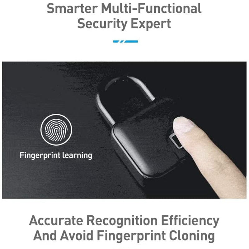 Detail des robusten Bügels und des Fingerabdrucksensors am Sicherheitsschloss PW260512.