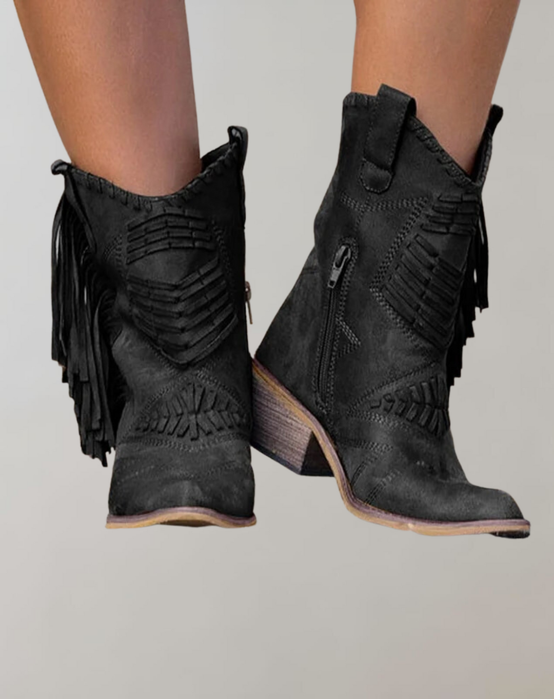 Stilvolle Damen Fransenstiefel 'Selena', vielseitige Stiefeletten für Herbst- & Wintermode. Elegant & bequem.