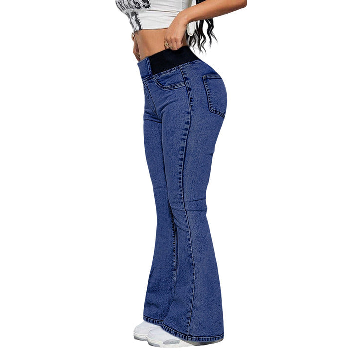 Zeitlose High-Waist Jeans für Damen, ausgestelltes Bein, dehnbar & figurformend, für jeden Anlass.