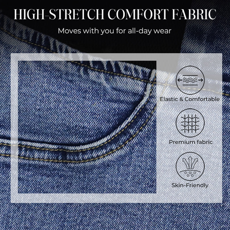 Bequeme High-Waist Stretch-Jeans für Damen in klassischem Schwarz, perfekt für Alltag & Freizeit.