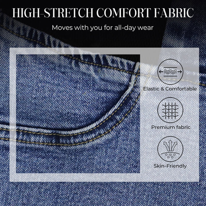 Bequeme High-Waist Stretch-Jeans für Damen in klassischem Schwarz, perfekt für Alltag & Freizeit.