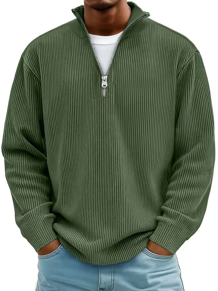 Modischer Herrenpullover mit halbem Reißverschluss; warmer Langarm-Pullover, ideal für Casual & elegante Looks.