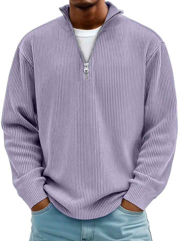 Trendiger Herrenpullover mit halbem Reißverschluss; lässiger, modischer Langarm-Strickpullover für moderne Männer.