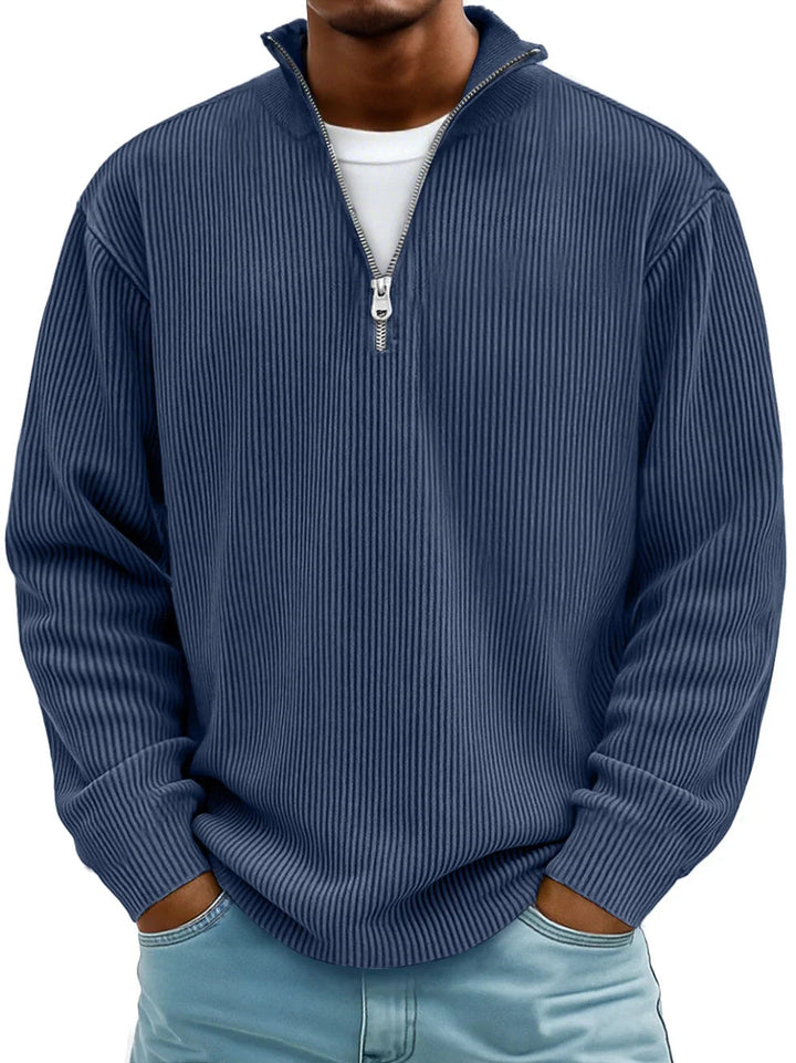 Herren-Strickpullover mit halbem Reißverschluss; modisches, warmes Langarm-Oberteil für den modernen Mann.