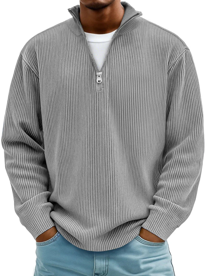 Stylischer Herren-Freizeitpullover mit Halbreißverschluss; warmer & bequemer Langarm-Pullover für Herrenmode.