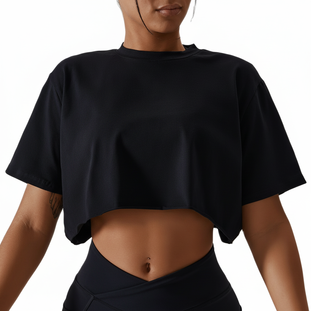 Leichtiva Damen Trainingscrop Top: Modernes Design, atmungsaktives Material für volle Bewegungsfreiheit.