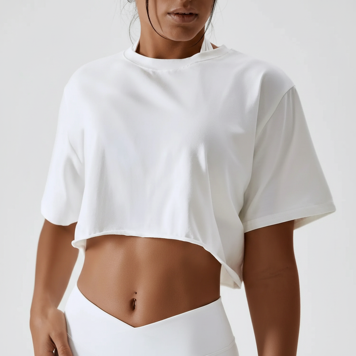 Trendiges Damen Gym Wear Crop Top Leichtiva für dynamische Workouts; atmungsaktiv & sehr flexibel.