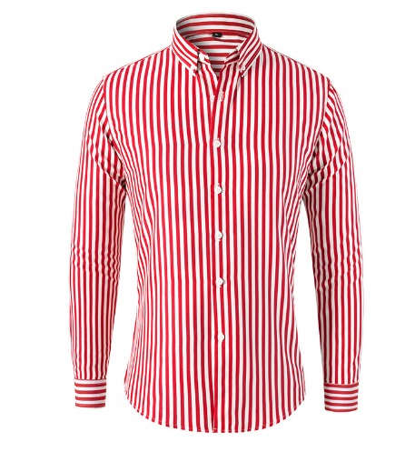 Stylisches gestreiftes Langarm-Herrenhemd. Perfekt für den Sommer, bequemer und modischer Look.
