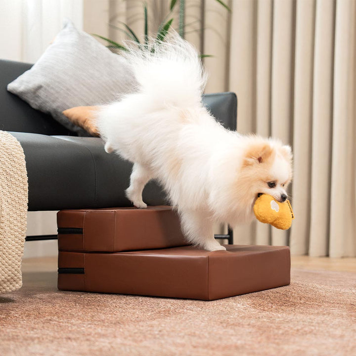 Pflegeleichte modulare Haustiertreppe aus PU-Leder; robust, hygienisch, für Hunde & Katzen.