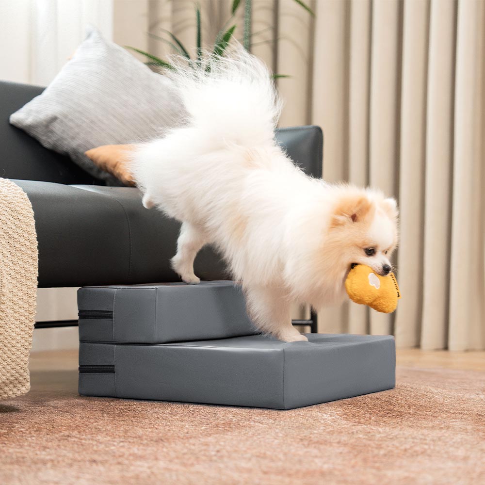 Langlebige PU-Leder Hundetreppe, modulare Stufen; bietet stabilen Halt für Haustiere.
