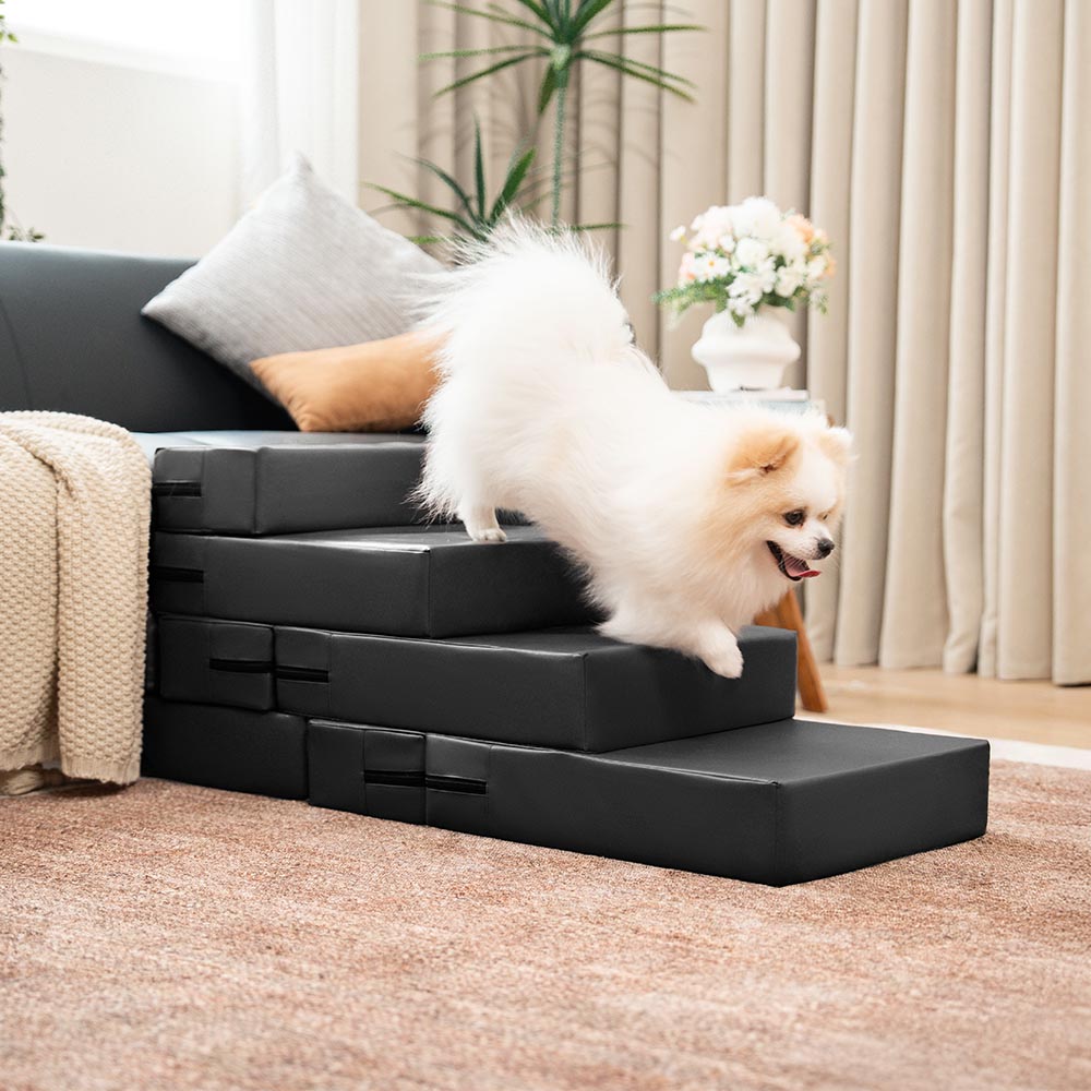 Premium PU-Leder Haustiertreppe, waschbar, modular; für Komfort, Sicherheit & Hygiene der Tiere.
