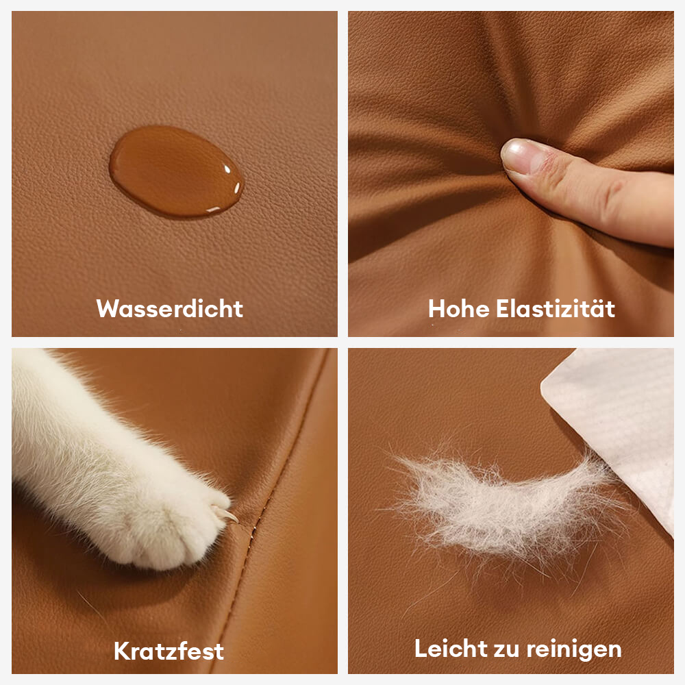 Weiche Katzentreppe aus PU-Leder, modular, als Kletterhilfe für Sofa & Bett; altersgerecht.