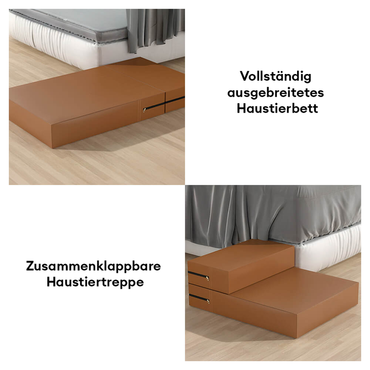 Gelenkschonende Haustiertreppe, PU-Leder, waschbar, modulare Stufen; Tierbedarf für alle Rassen.