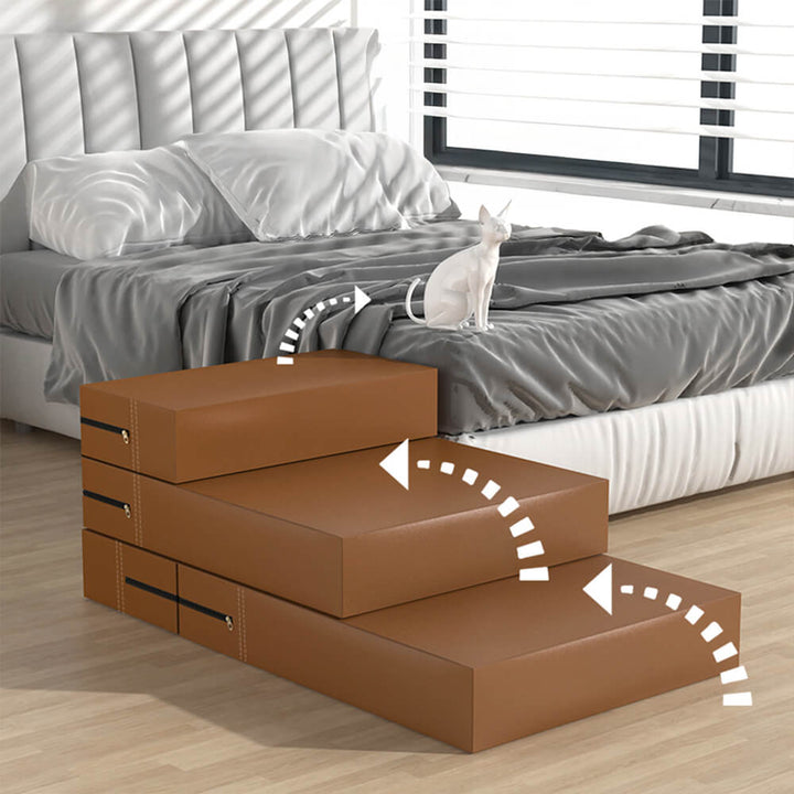 Altersgerechte PU-Leder Hundetreppe, waschbar, modular; für Gelenkschonung & Komfort.