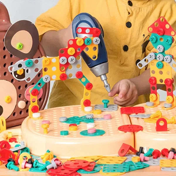 Kreatives Kinderspielzeug: STEM Lernkiste aus Holz für spielerische Entwicklung.